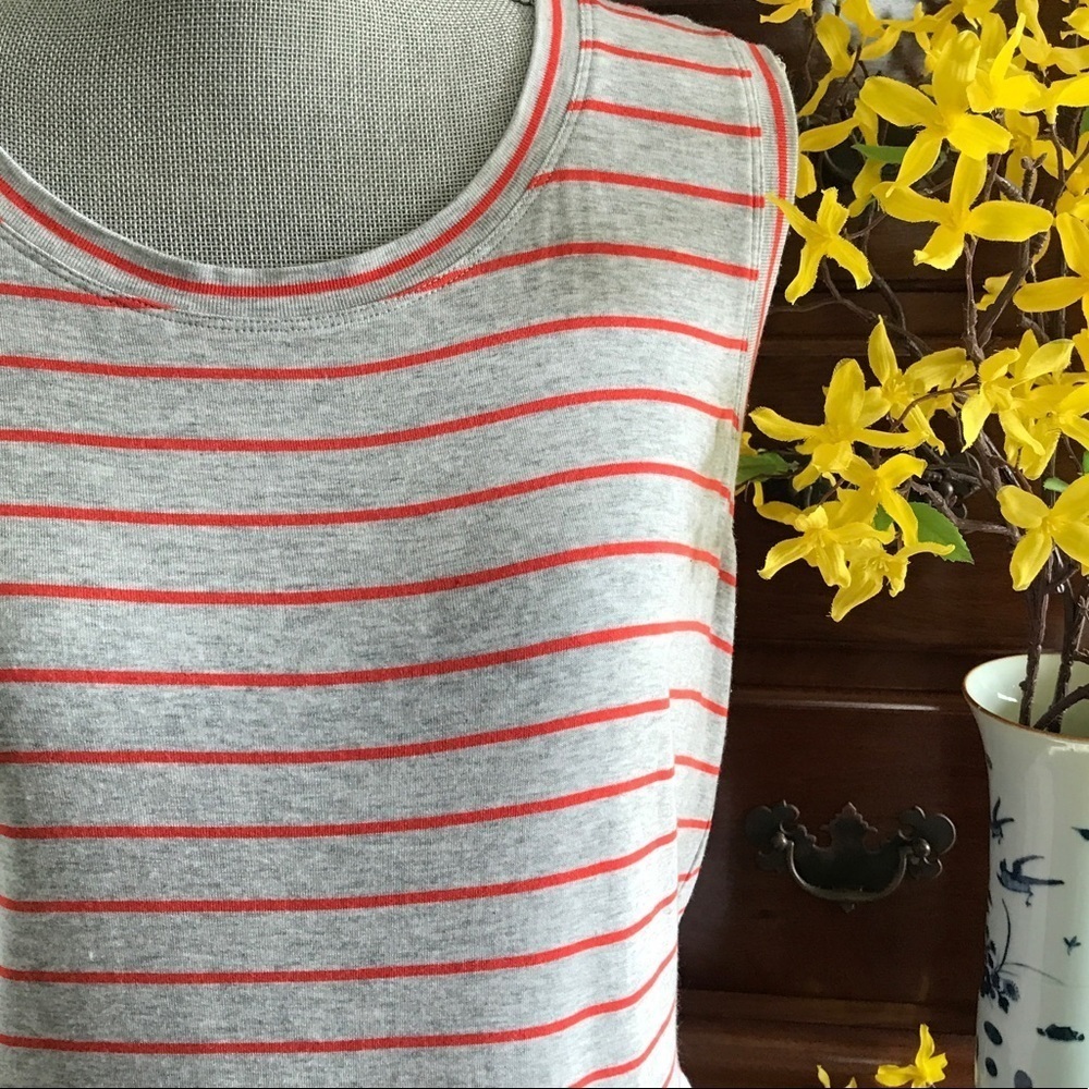 CAbi Tangerine Stripe Ruffle Sleeveless Top Size S